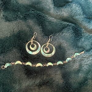 Elegant Silver and Green/Teal Jewelry Set